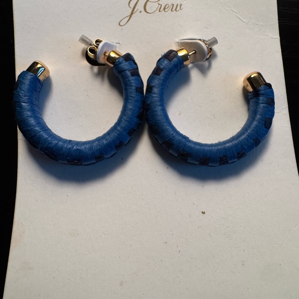 J.Crew Blue and Gold Hoop Earrings